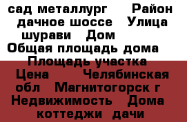 сад металлург 2 › Район ­ дачное шоссе › Улица ­ шурави › Дом ­ 1 062 › Общая площадь дома ­ 36 › Площадь участка ­ 8 › Цена ­ 1 - Челябинская обл., Магнитогорск г. Недвижимость » Дома, коттеджи, дачи продажа   
